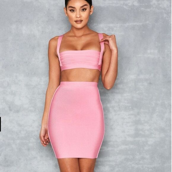 House Of CB Mistress Rocks Boss Baby Pink Two Piece Skirt Set Sizes XS and S - Picture 1 of 16